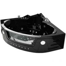 Simba - Whirlpool tub 150 x 150 cm black Double Pump Chromotherapy - Mykonos