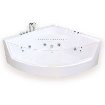 Simba - Whirlpool Bathtub 150 x 150 cm Chromotherapy 8 jets – White Shark