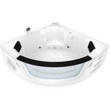 Whirlpool Pool Badewanne Eckwanne Wanne W05-TH-SC 140x140cm mit Farblicht, aktive Schlauch-Reinigung