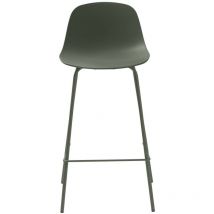 Ebuy24 - Lot de 2 chaises de bar en plastique et métal H67,5cm - Vert kaki - hel
