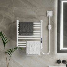 White 10 Bars Aluminum Heated Towel Rail 590x500mm