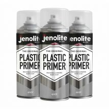 Jenolite - Grey - 3 x 400ml Aerosol Plastic Primer Aerosol - Grey - Premium Quality Durable Plastic Primer (Ideal for plastic garden furniture,