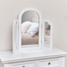 Melody Maison - White Arched Triple Dressing Table Mirror - Daventry White Range
