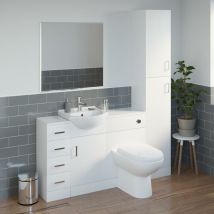 Essence - White Bathroom Vanity Unit Tall Cabinet Storage Drawer Basin Sink Toilet Gloss