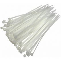 White Cable Ties Zip Straps 3.6mmx200mm x100 - White