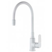 White Elastic Spout Shape Memory Kitchen Mixer Tap Tall Inox Single Lever Faucet