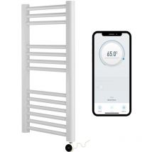 Manissa - White Electric Smart WiFi Controlled Heated Towel Rail 300mm w x 800mm h Straight 7 Day Programmable Timer App Compatibility White Element