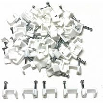 White Flat cable clips 14mm- 50 pieces - White
