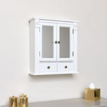 White Mirrored Bathroom Wall Cabinet - White