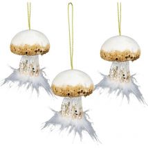 Shatchi - White Mushroom 6x7cm - 3Pcs Christmas Hanging Decorations