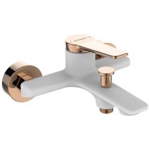 Kuchinox - White Rose Gold Bath Mixer Tap Wall Mounted Single Lever