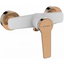White Rose Gold Shower Mixer Wall Mounted Single Lever
