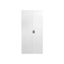 White Stainless Steel Filing cabinet with 4 shelves - 2 Door Lockable Filing Cabinet - Tall Metal Office Storage Cupboard Organiser - Heavy Duty