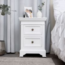 White Two Drawer Bedside Table - Daventry White Range - White