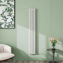 Aica Sanitaire - aica 1600x236mm White Vertical Designer Radiator Double Oval Column Heating uk
