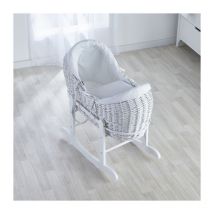 Kinder Valley - White Waffle White Pod Moses Basket with Deluxe White Rocking Stand