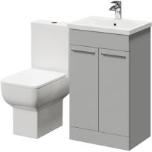 Wholesale Domestic - Alessio Gloss Grey Pearl 500mm Vanity Unit and Toilet Suite including Open Back Toilet and Floor Standing Vanity Unit with 2