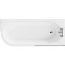 Arc 1700mm x 750mm Right Hand Curved Shower Bath with Bath Screen and Front Bath Panel - White /Chrome - Wholesale Domestic