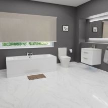 Wholesale Domestic - Cambridge Gloss White 600mm Vanity and 1700mm Straight Double Ended Bathroom Suite - Gloss White
