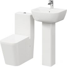 Wholesale Domestic - Darnley 530mm Full Pedestal Basin and Square Toilet Suite - White