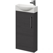 Wholesale Domestic Horizon Graphite Grey 440mm Floor Standing Vanity Unit with 1 Tap Hole Left Hand Basin and Single Door with Polished Chrome Handle