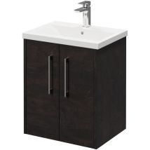 Wholesale Domestic Horizon Metallic Slate 500mm Wall Mounted Vanity Unit with 1 Tap Hole Basin and 2 Doors with Polished Chrome Handles