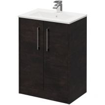 Wholesale Domestic - Horizon Metallic Slate 600mm Floor Standing Vanity Unit with 1 Tap Hole Minimalist Basin and 2 Doors with Polished Chrome