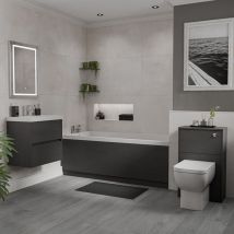 Wholesale Domestic - Kendel 1700mm x 750mm Straight Single Ended Bathroom Suite including Graphite Grey Furniture Set with Slim Edge Basin