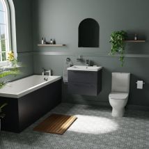Wholesale Domestic - Kent 1700mm Straight Single Ended Bathroom Suite including Gloss Grey Vanity Unit with Polished Chrome Handles