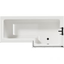 Wholesale Domestic - Loire 1700mm Right Hand l Shaped Shower Bath with Bath Screen and Matt Black Front and End Bath Panels