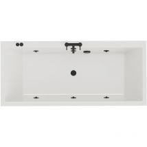 Slim Edge 1800mm x 800mm 6 Jet Matt Black V-Tec Double Ended Whirlpool Bath - Wholesale Domestic