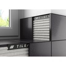 Tileasy - Black 12mm Square Edge Metal Tile Trim - BAT12
