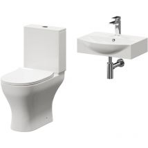 Tondela 500mm Wall Hung Basin and Toilet Suite including Round Polished Chrome Bottle Trap and Open Back Toilet - Wholesale Domestic