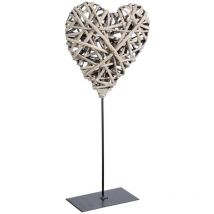 Atmosphera - Herz zum Hinstellen Weide und Metall H37cm - Beige