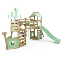 Wickey - Aire de jeux Portique bois StormFlyer avec balançoire et toboggan Cabane enfant exterieur avec bac à sable, échelle d'escalade & accessoires