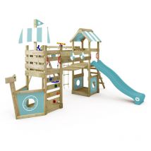 Wickey - Aire de jeux Portique bois StormFlyer avec balançoire et toboggan Cabane enfant exterieur avec bac à sable, échelle d'escalade & accessoires