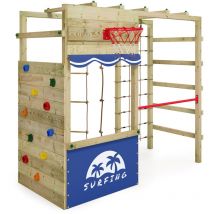 Wickey - Aire de jeux Portique bois Smart Action Échafaudage grimpant avec mur d'escalade & accessoires de jeux - bleu - bleu