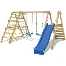 Wickey - Columpio doble Smart Shake con tobogán y ampliación para escalar - azul