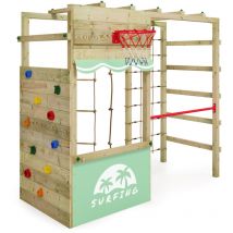 Parco giochi in legno Smart Action Scala svedese, Barre di scimmia, Struttura da gioco con parete d'arrampicata per bambini - verde pastello - Wickey