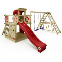 Wickey - Parque infantil de madera Smart Surf con columpio y tobogán Torre de escalada de exterior con arenero y escalera para niños - rojo - rojo