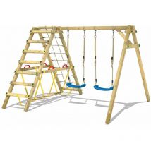 Wickey - Portique balançoire Aire de jeux Smart Hike avec extension d'escalade Portique bois pour enfants - bleu