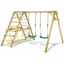 Wickey - Portique balançoire Aire de jeux Smart Hike avec extension d'escalade Portique bois pour enfants - vert