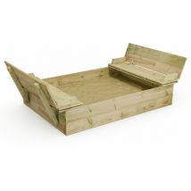 Wickey - Wooden Sandpit Flippey - Sandpit for kids with hinged lid, Sandbox for children with bench, Impregnated Wood - 110x165 cm