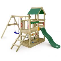 Wickey Parco giochi in legno TurboFlyer Giochi da giardino con altalena e scivolo Torre d'arrampicata da esterno con sabbiera e scala di risalita per