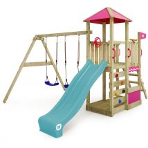 Wickey - Wooden climbing frame Smart Savana with swing set and slide, Garden Playhouse on stilts for kids with sandpit, climbing ladder &