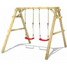 Wickey - Wooden swing set Sky Dancer Prime with Climbing extension Children's swing - red