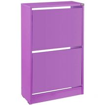 Wide Two Tier Shoe Storage Cabinet - Holds up to 14 Pairs in Purple - Purple