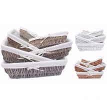 Topfurnishing - Wider shallow Wicker Storage Basket Hamper Basket [White,X Small (29 x 15.5 x 8cm)] - White
