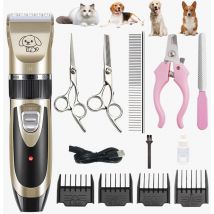 Wiederaufladbarer professioneller Tierhaarschneider mit Aufsätzen, abnehmbar und waschbar, für Hunde, Katzen (Schwarzgold)