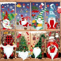 Wiederverwendbare Weihnachtsfensteraufkleber, Weihnachtsfensteraufkleber, Wichteldekorationen, Weihnachtsmann-fensteraufkleber, 